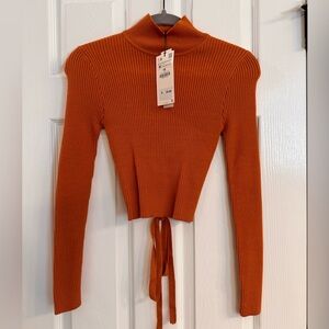 Zara Cropped lace up Sweater